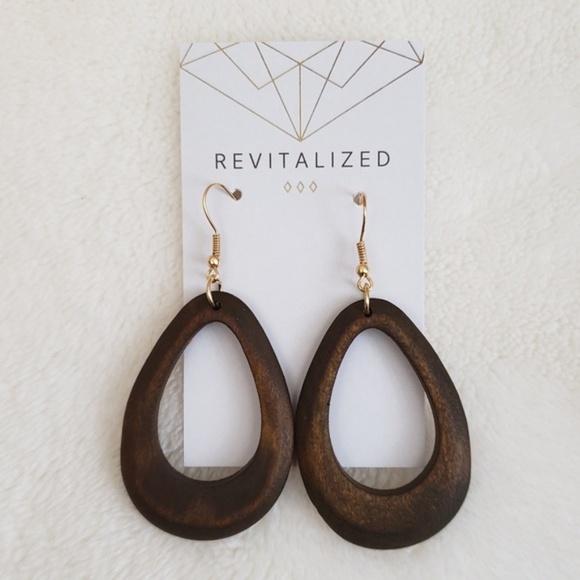 revitalized 》Wood Teardrop Earrings - Picture 2 of 4